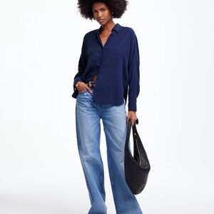 NWT Madewell Navy Relaxed Dolman Button-Up Shirt